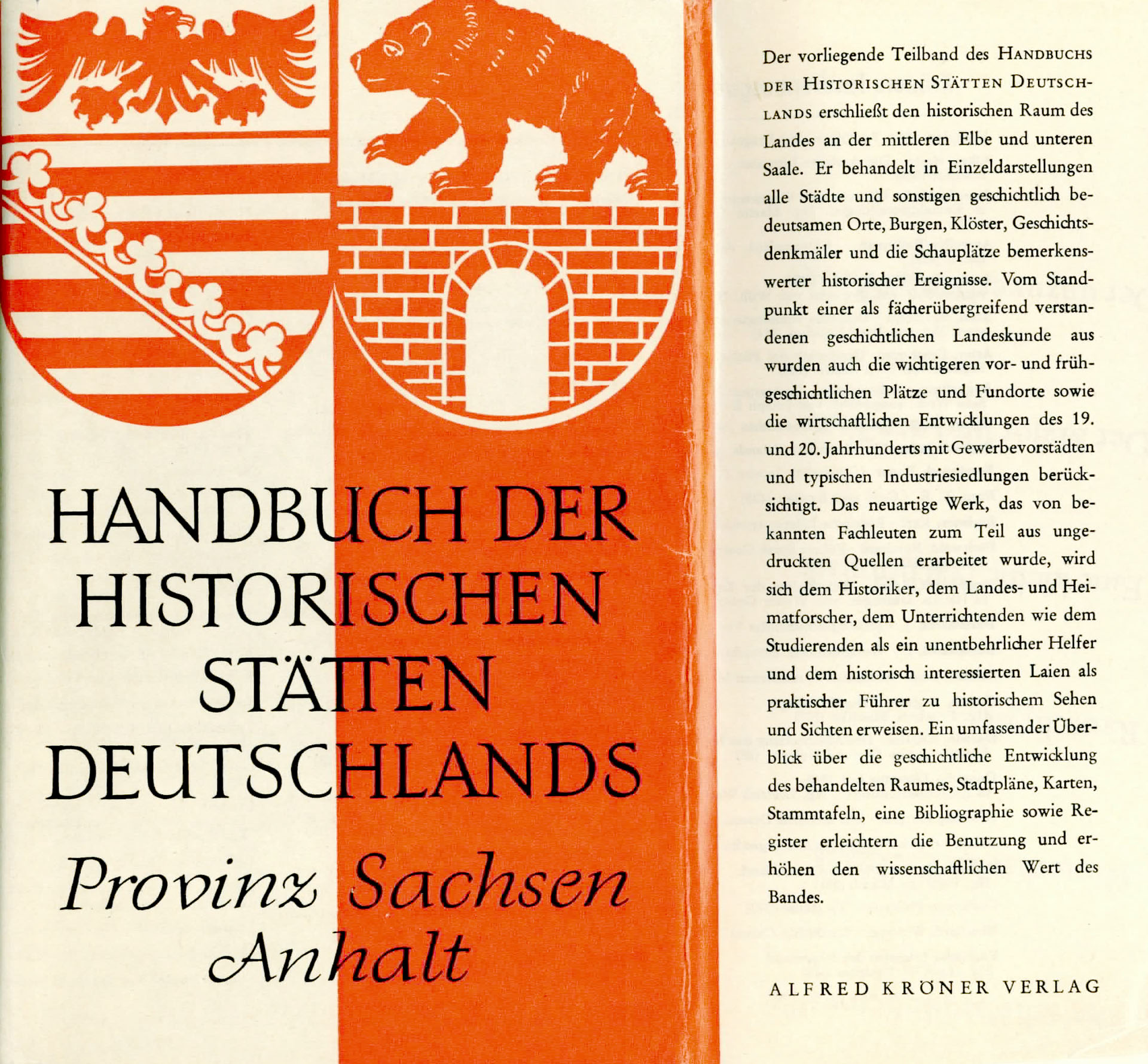 Handbuch der historischen Stätten Deutschlands - 11. Band - Provinz Sachsen Anhalt - Schwineköper, Berent, Dr. / u.v.a.